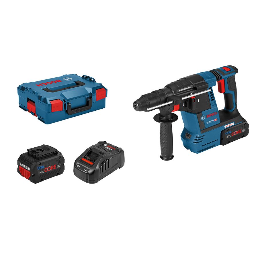 Bosch GBH 18V-26 F (2 x 8Ah ProCORE18V, GAL 1880 CV, L-BOXX) BRUSHLESS 18V SDS-Plus Hammer Drill