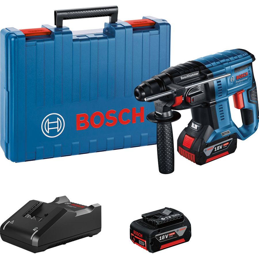 Bosch Cordless Hammer Drill GBH 18V-21 in carrying case with 2 x 4.0Ah Li-ion battery