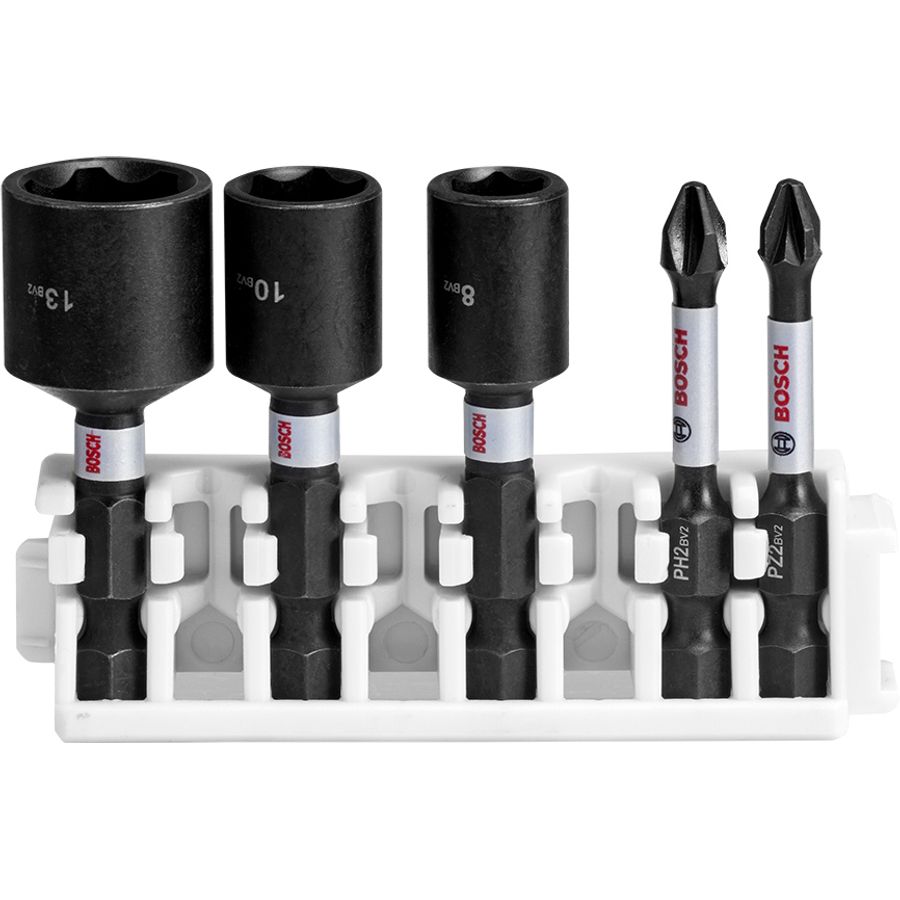 Bosch 5 Piece 50mm Impact Screwdriver & Nutsetter Set, 8mm, 10mm, 13mm, PH2, PZ2 2608522350