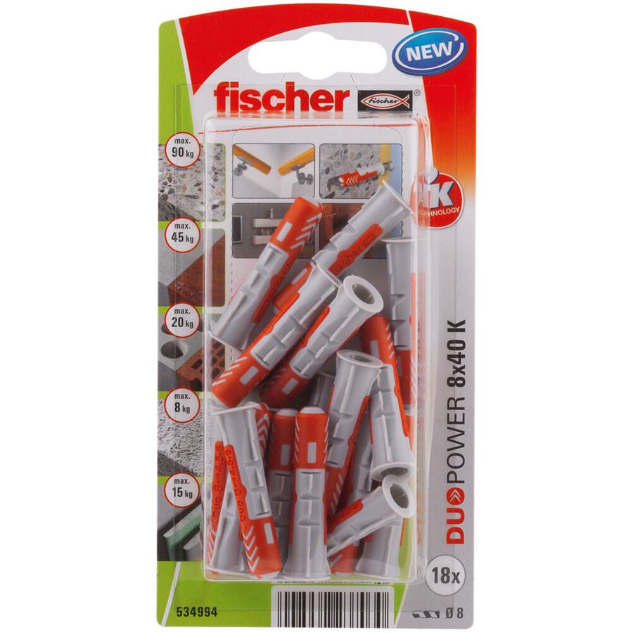 Fischer DuoPower 8 X 40 18 Pack 534994