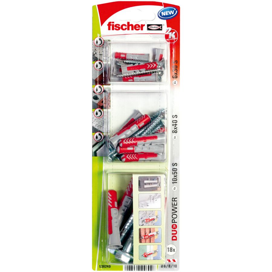 Fischer DuoPower 6 X 30 / 8 X 40 / 10 X 50 With Screw 18 Pack 536249