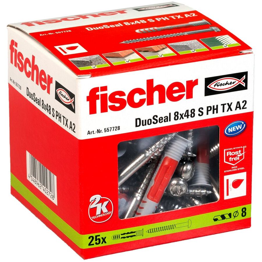 Fischer DuoSeal 8 x 48 c/w Stainless Steel Pan Head Screws