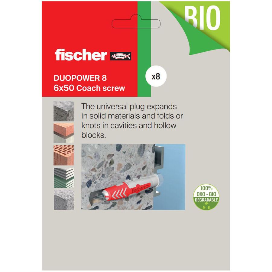 Fischer Fix Set DuoPower 8 X 40 With 6 X 50 Coach Screw 8 Pack 557833