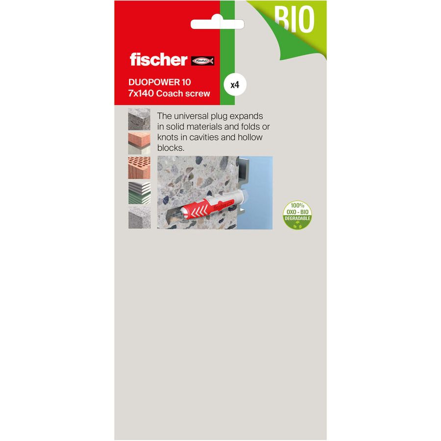 Fischer Fix Set DuoPower 10 X 50With 7 X 140 Coach Screw 4 Pack 557836