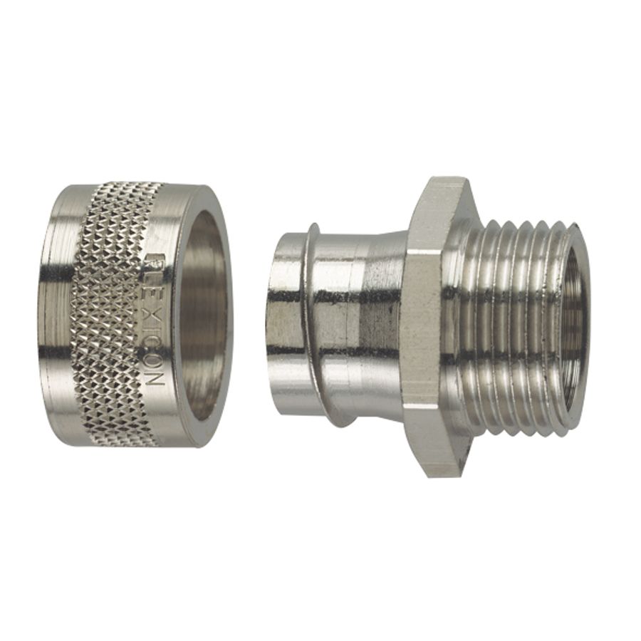 Atkore Flexicon Nickel Plated Brass IP54 M20 Fixed Threaded Fitting For FSU20