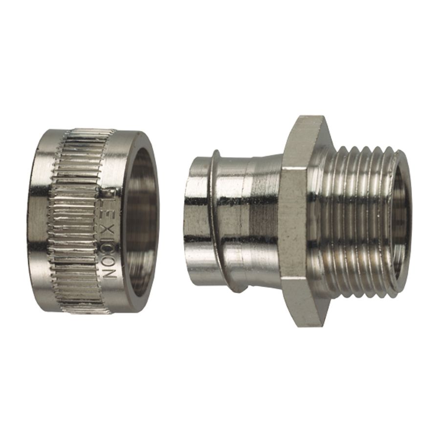 Atkore Flexicon Nickel Plated Brass IP40 M20 Fixed Threaded Fitting For FU20