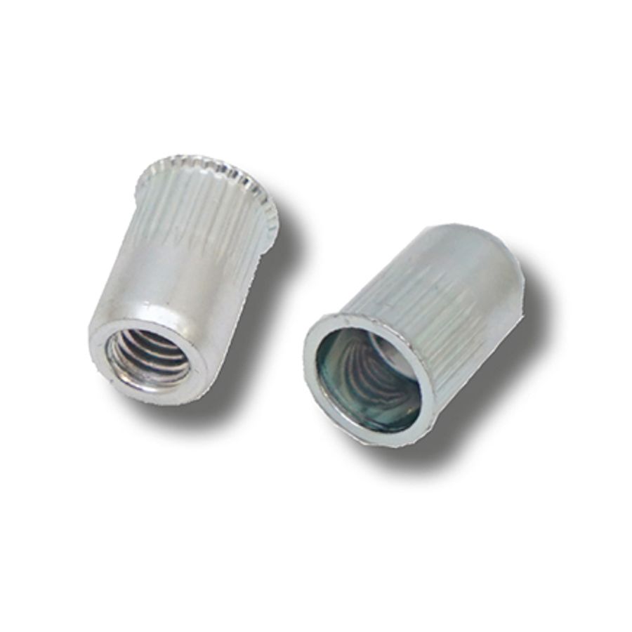 M8 x 16.5mm (0.5-3.0) Steel Reduced Head Round Knurled Body JRP Rivet Nuts
