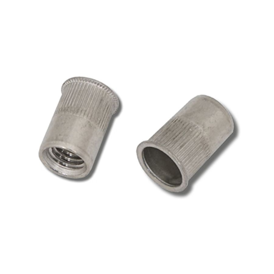 M8 x 19.5 (3.0-5.0) A2 Stainless Steel Reduced Head Round Knurled Body JRP Rivet Nuts