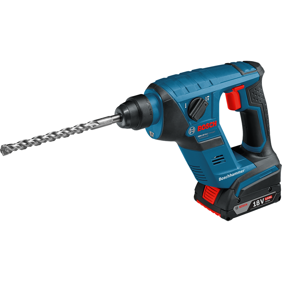 Bosch GBH 18V-Li Compact Cordless Rotary Hammer Drill SDS Plus with 2 x 4.0Ah Batteries