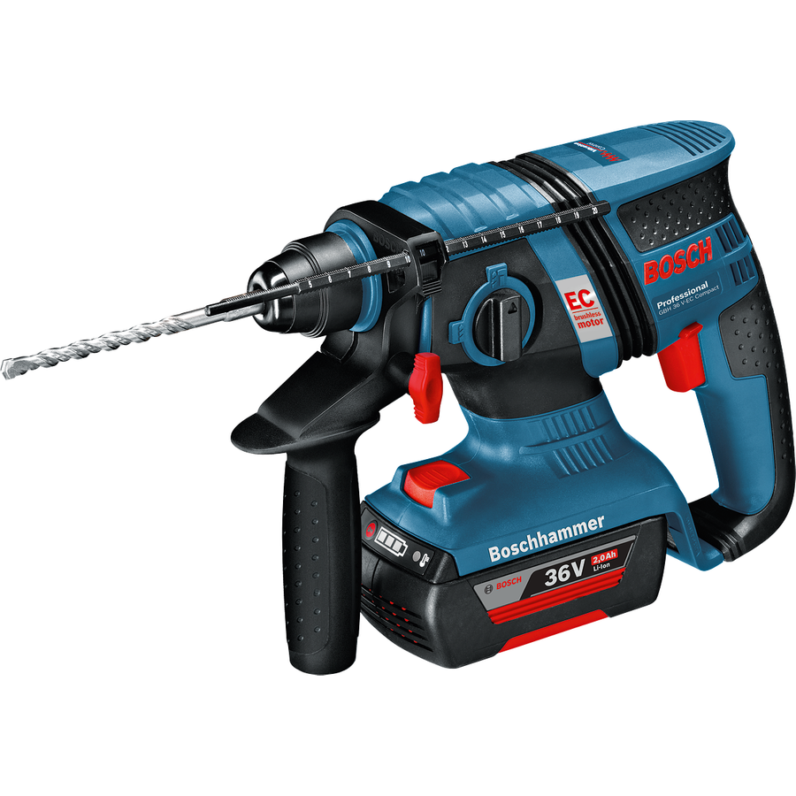 Bosch GBH 36V-EC Compact Hammer Drill comes with 2 X 2.0 Ah Battery