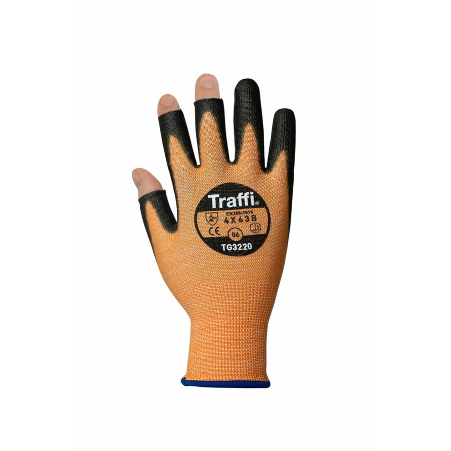 Traffi TG3220 X-Dura 3 Digit PU Cut Level B Safety Glove Size 6 3X43B
